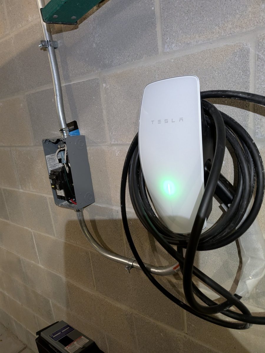 Tesla Wall Connector installed with clean conduit